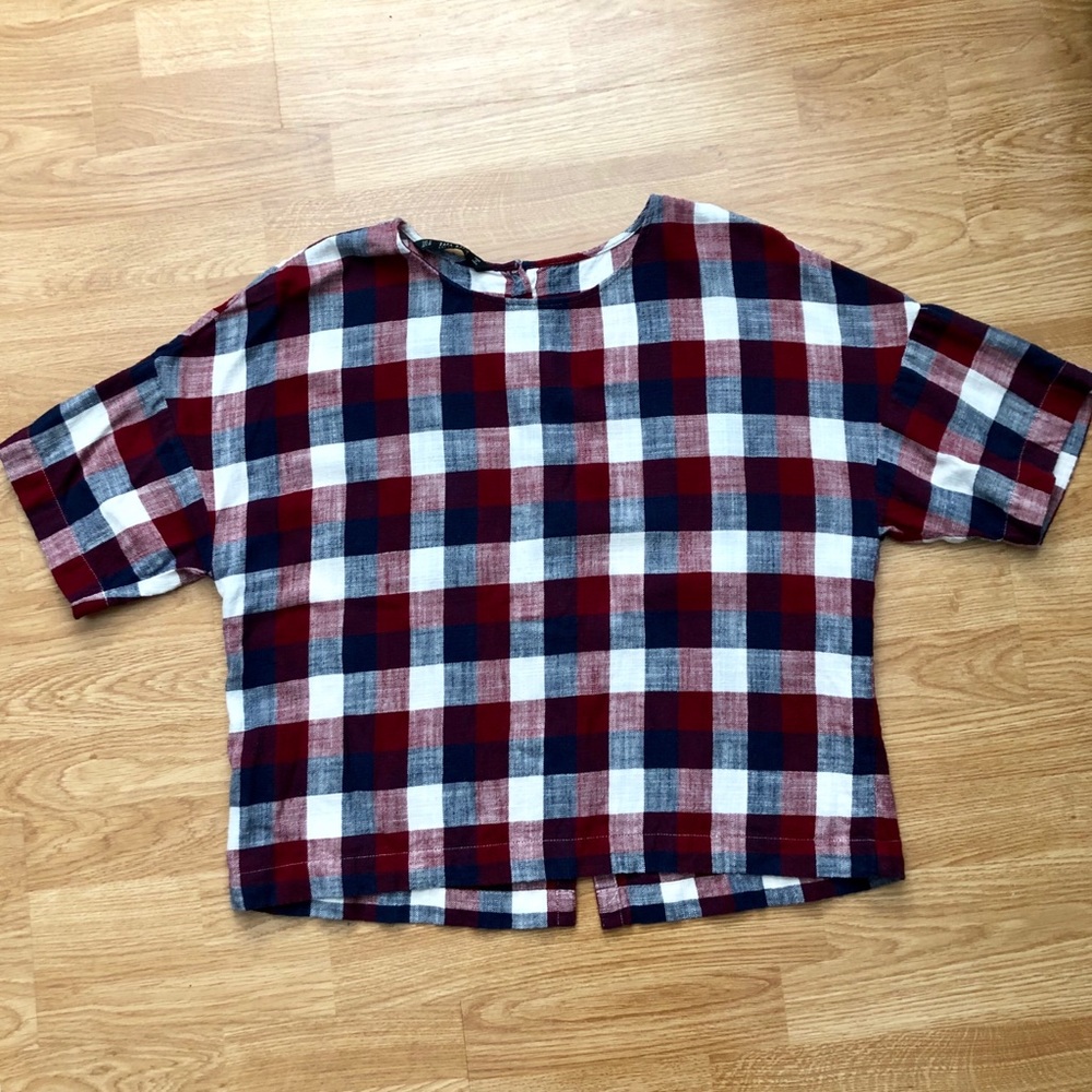 Zara Plaid Boxy Top